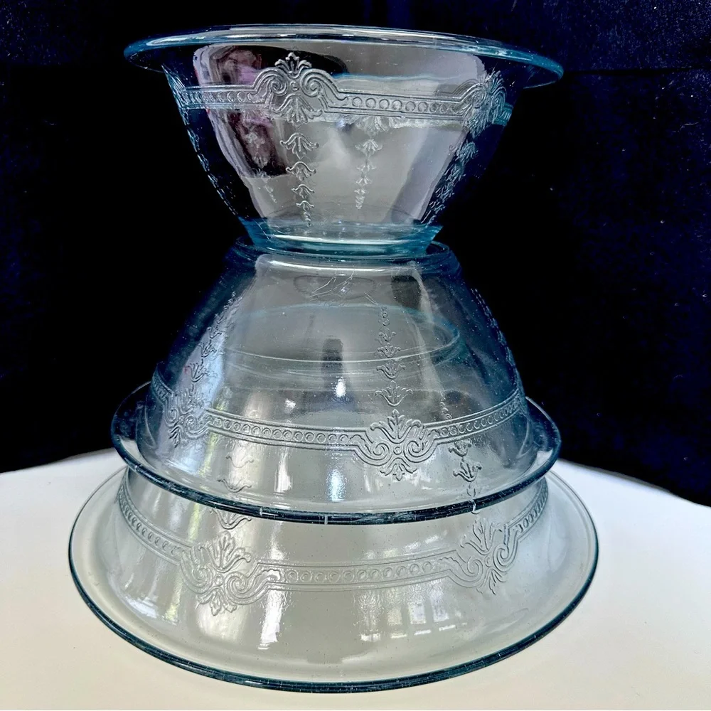 Fire King Sapphire Philbe Mixing Bowl Set of Three Vintage